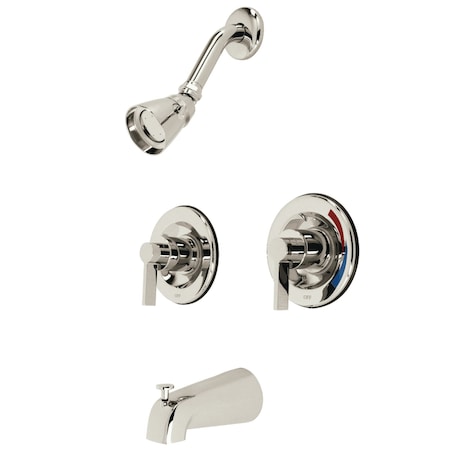 Kingston Brass KB666NDL Two-Handle Tub and Shower Faucet with Volume Control, Polished Nickel KB666NDL